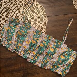 RHODE Green and Yellow Floral Crop Top
